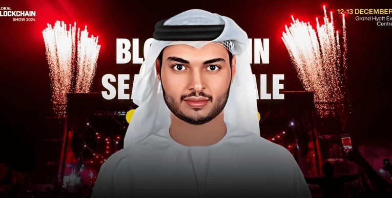 Abdulla Al Dhaheri, CEO, Abu Dhabi Blockchain Middle, bergabung dengan 1% crypto di World Blockchain Display yang diselenggarakan oleh VAP Staff